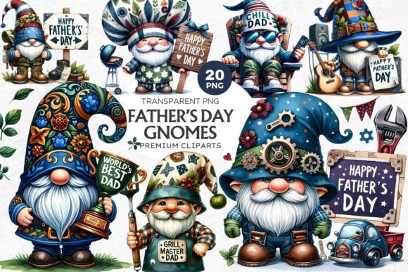 20 Fathers Day Gnome Clipart Bundle: Crafting Warmth