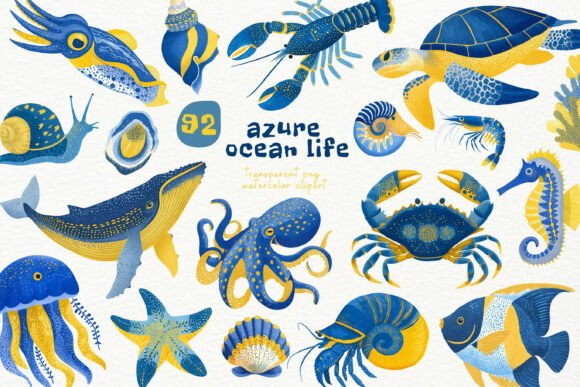 Azure Ocean Life PNG Clipart: Dive Into Vibrant Coastal Design