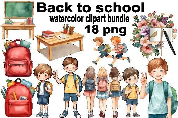 Back to School Watercolor Clipart Bundle: A Creative Toolkit for Designers