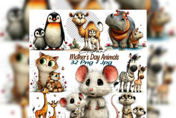 Capturing Maternal Magic: The Mother’s Day Animals Clipart PNG Set