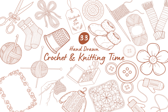 Embrace Artisanal Warmth with the 33 Crochet & Knitting Hand Drawn Kit