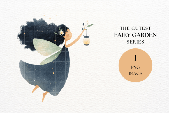Enchant Your Designs with the Night Fairy Flying Lantern Stars PNG