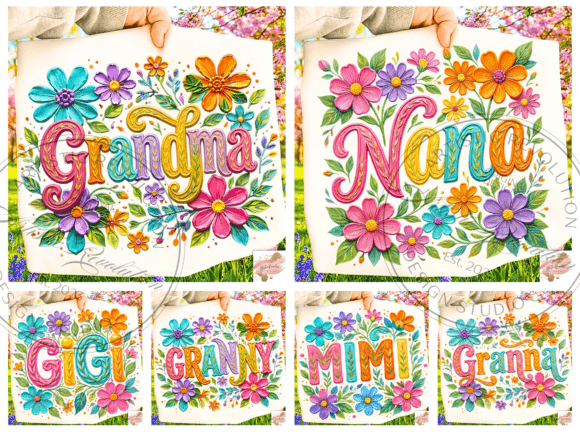Floral Grandma PNG Bundle: Design with Heart