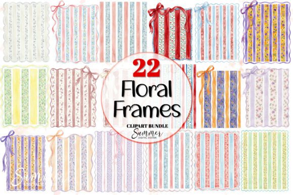 Floral Stripes Frame Clipart: Vintage Charm for Modern Projects