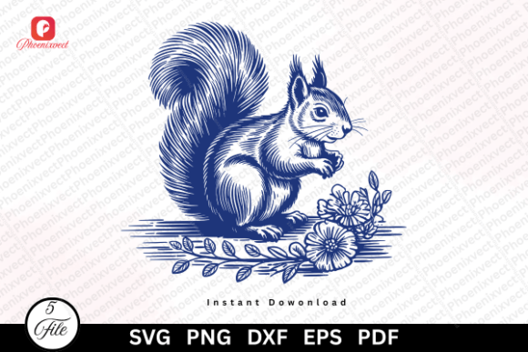 Hand Drawn Woodland Floral Squirrel SVG: A Rustic Design Essential