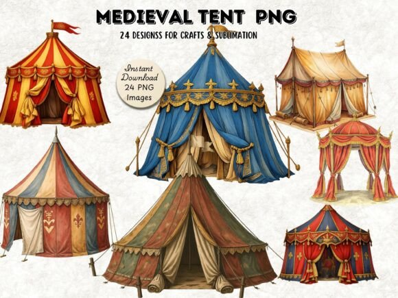 Medieval Tent PNG Bundle: A Fantasy Tent Collection for Creators