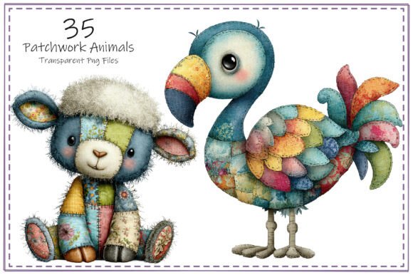 Patchwork Animals Clipart Bundle: Cozy Digital Design