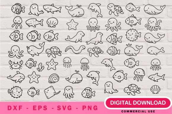 Sea Life Outlines SVG Bundle: Dive Into Underwater Creativity