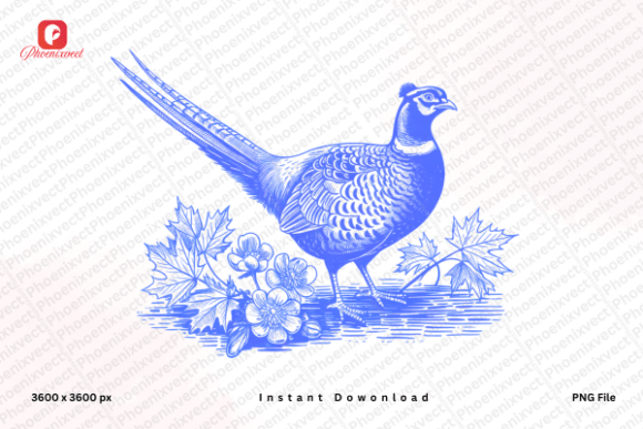 Timeless Country Charm: The Hand Drawn Vintage Pheasant PNG