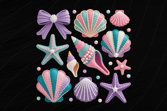 Tropical Crochet Seashell Clipart: A Handmade Coastal Aesthetic