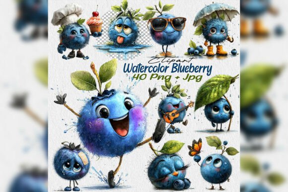 Watercolor Blueberry PNG Clipart Spring: A Fresh Design Asset