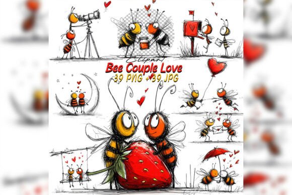 Whimsical Bee Couple Love Clipart Set: A Designer’s Guide