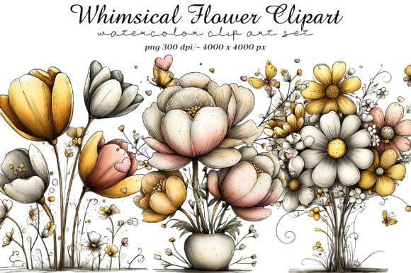 Whimsical Flower Clipart Bundle: Elevate Your Creative Projects