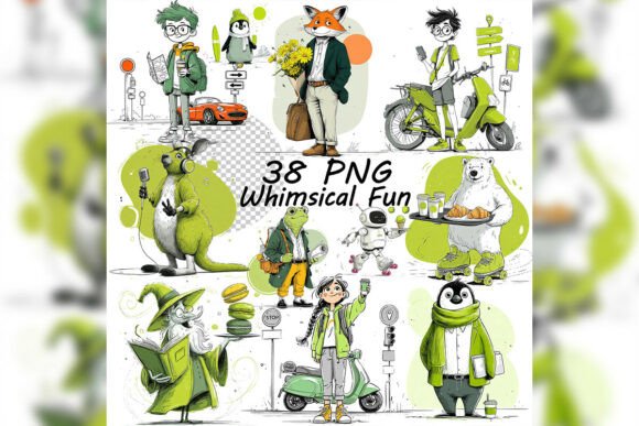 Whimsical Fun Characters Clipart Set: A Designer's Joyful Toolkit