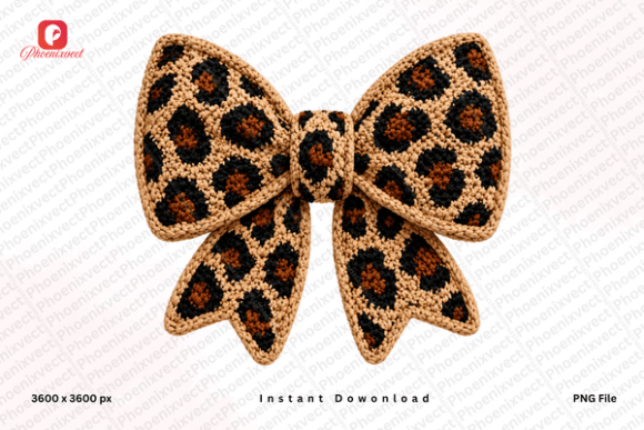 Yarn Crochet Leopard Bow PNG: A Stylish Design Asset