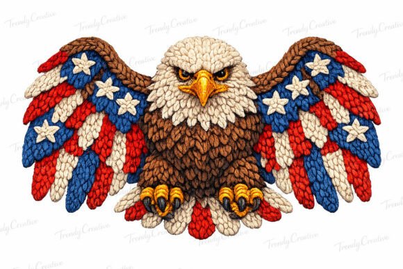 Yarn USA Eagle Patriotic PNG: A Handcrafted Digital Asset